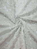Round Large Sequins - White - Paillette Large Round Sequins Design Fabric By Yard