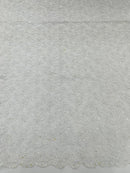 Floral Pearls and Sequins Fabric - White - Beaded Fabric Embroidered Lace By The Yard