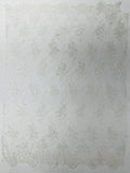 Floral Damask Lace Fabric - White - Embroidered Damask Flowers on Lace Fabric By Yard