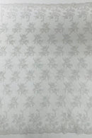Embroidered Corded Lace Fabric - White - Cluster Fancy Flower Embroidered Lace Fabric By Yard