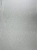Curvy Line Design Fabric - White - 4 Way Stretch Sequins Design Mesh Lace Fabric by Yard