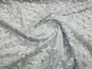 3D Butterfly Design Lace - White  - Embroidered Lace with 3D Butterfly Design By Yard