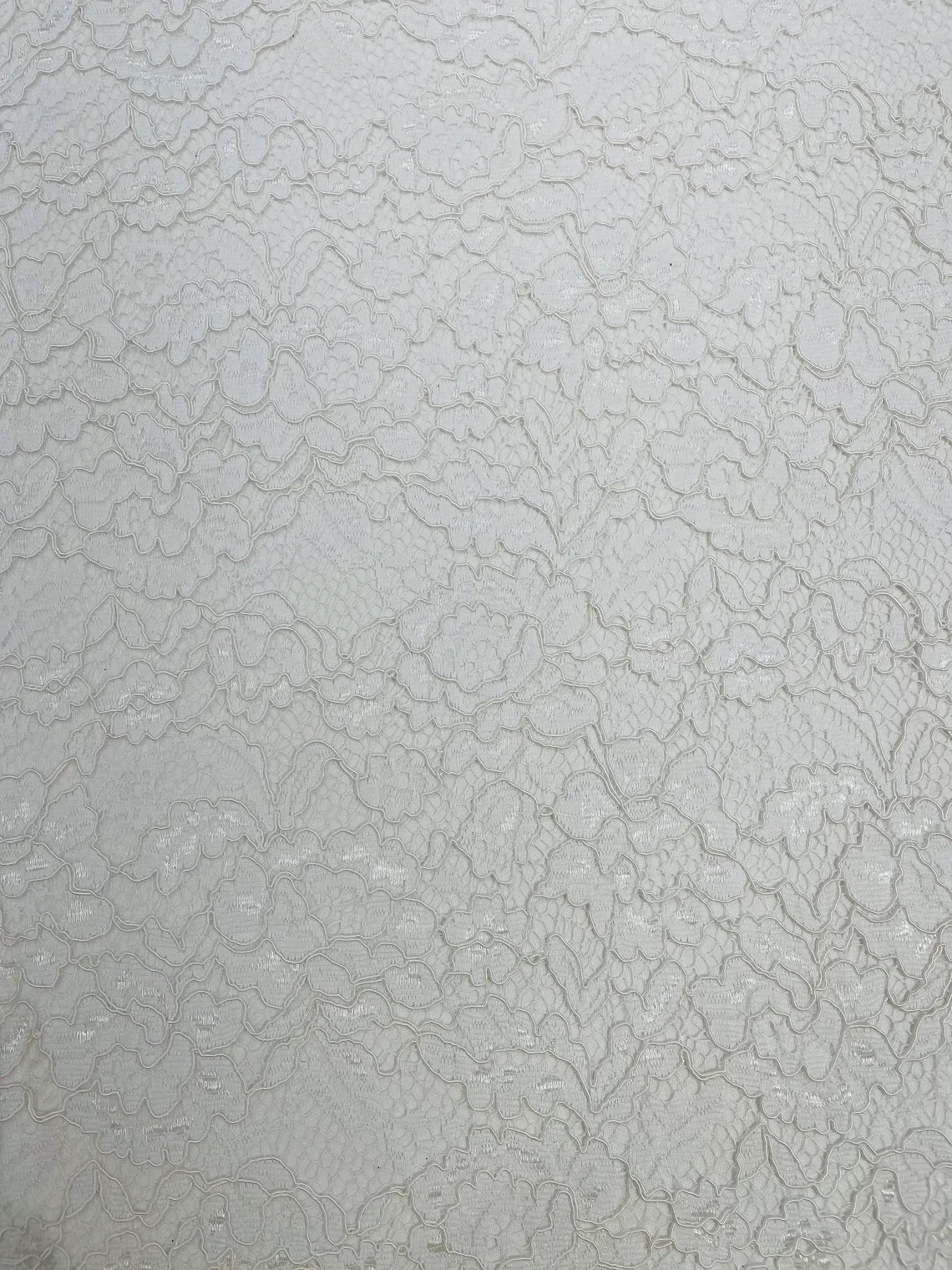 Corded Lace Fabric - White - Embroidered Flower Design Lace Fabric Sold By Yard