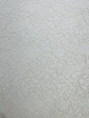 Corded Lace Fabric - White - Embroidered Flower Design Lace Fabric Sold By Yard