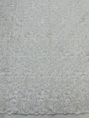 Embroidery Floral Bead Fabric - White - Bridal Embroidery Beaded Floral  Fabric Sold by Yard