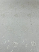 Flower Glitter Fabric - White - 3D Floral Tulle Fabric for Wedding, Quinceañera By Yard