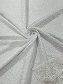 Cast Net Sequins Fabric - White - Embroidery Fish Net Design Sequins Lace Fabric By Yard