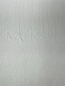 Mermaid Design Sequins Fabric - White - Sequins Fabric 4 Way Stretch on Mesh By Yard