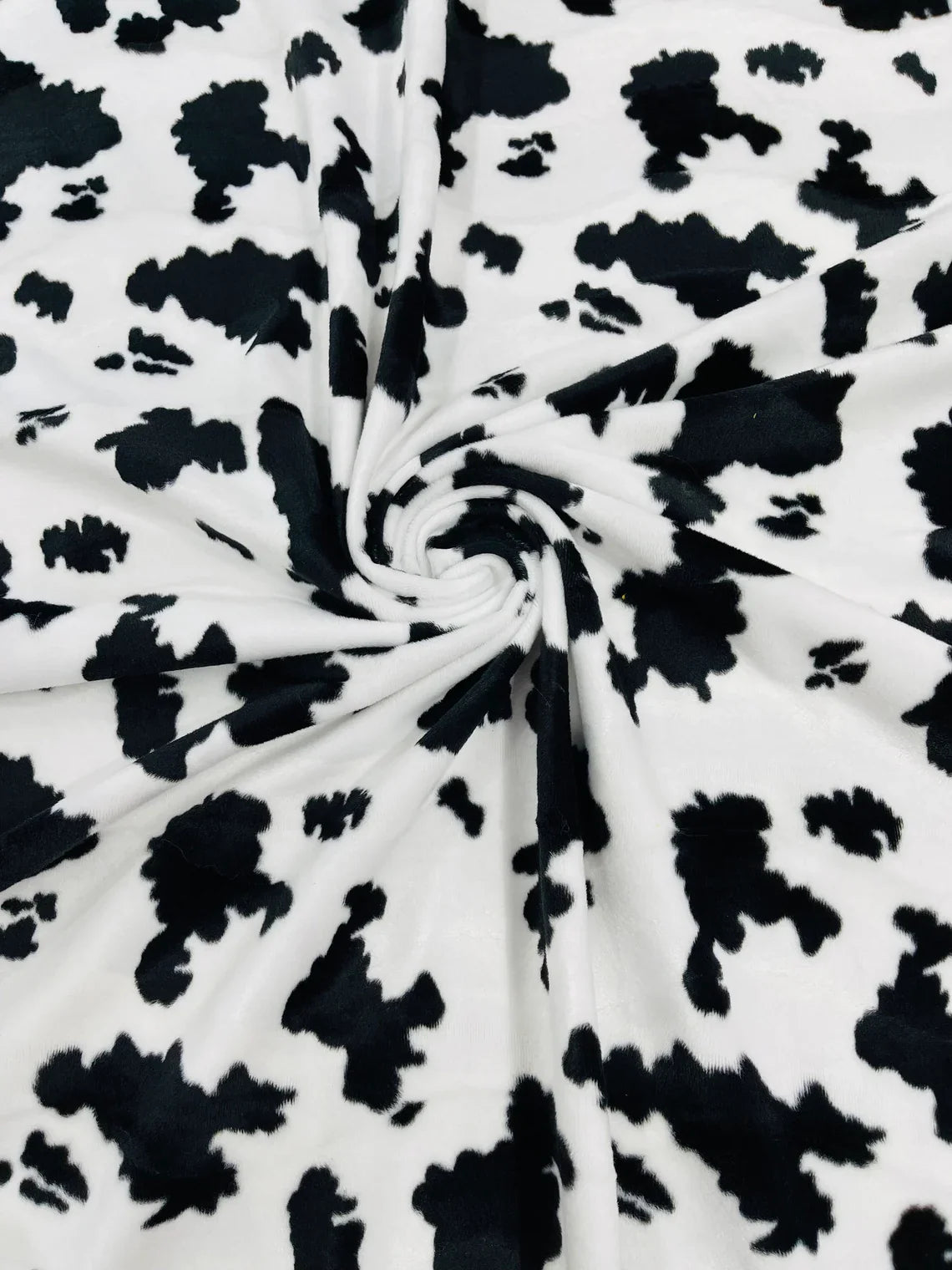 Cow Velboa Faux Fur Fabric - White / Black #2 - Cow Animal Print Velboa Fabric Sold By The Yard