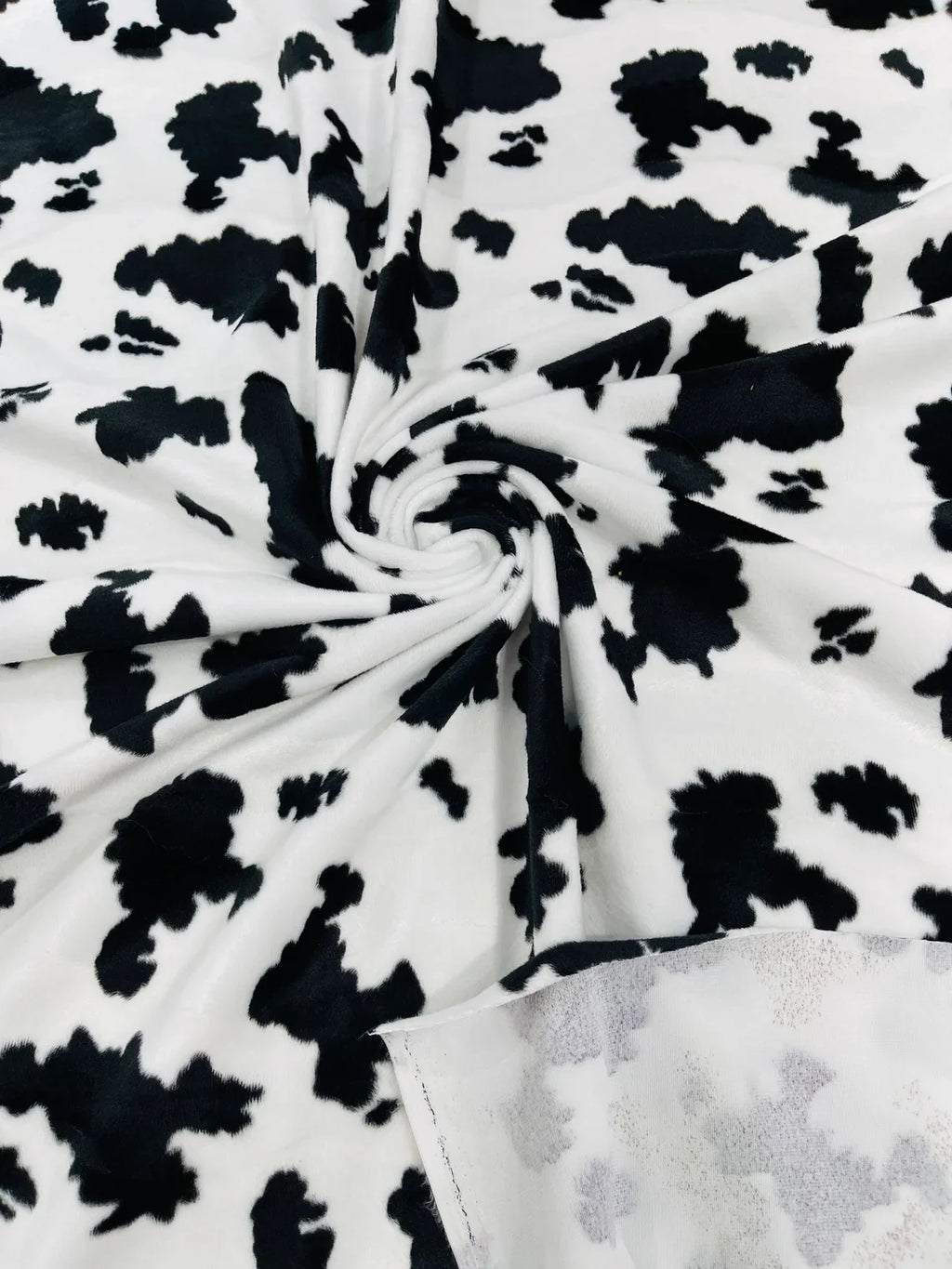 Cow Velboa Faux Fur Fabric - White / Black #2 - Cow Animal Print Velboa Fabric Sold By The Yard