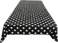 58" Polka Dot Tablecloth - White on Black - Polka Dot Design Rectangular Table Cover (Pick Size)