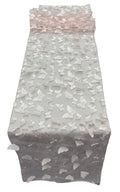 3D Butterfly Table Runner - White on Light Pink - 12" x 90"  3D Butterfly Sheer Mesh Table Runner