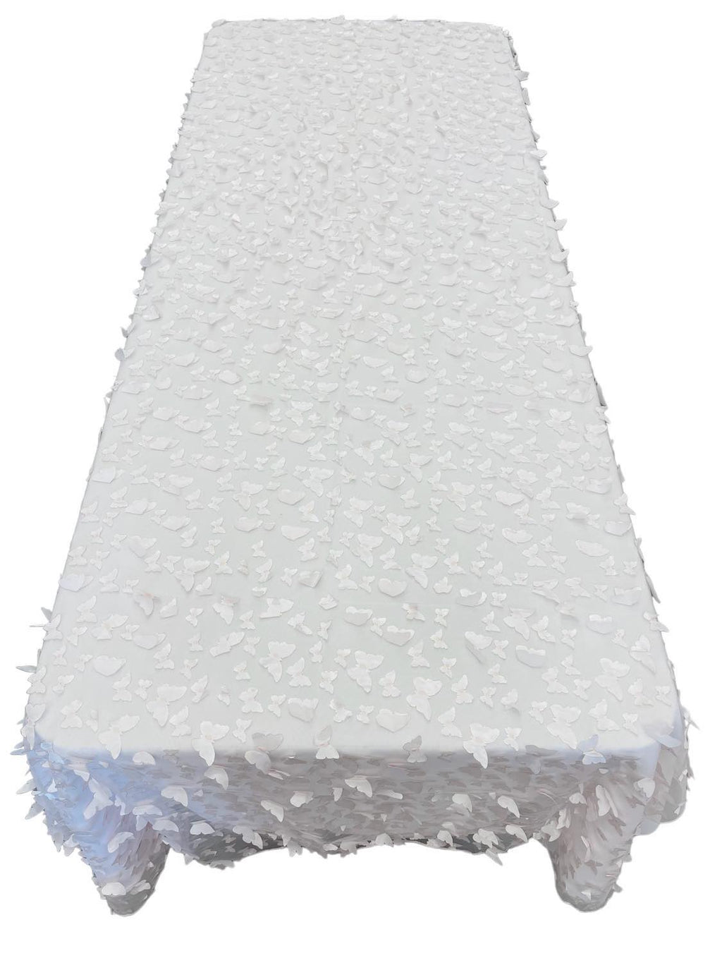 3D Butterfly Tablecloth - White on Light Pink - 52" x 102" Inches 3D Butterfly Sheer Mesh Tablecloth
