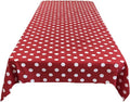 58" Polka Dot Tablecloth - White on Red - Polka Dot Design Rectangular Table Cover (Pick Size)