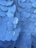 Jumbo 1.5" Circle Sequins - White - Jumbo Sequins On Mesh Fabric Sold By The Yard