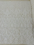 Geometric Fabric - White - Geometric Sequins Pattern Design 4 Way Stretch Sold By Yard