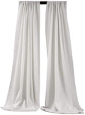 5 Feet x 10 Feet - White - Polyester Backdrop Drape Curtains, Polyester Poplin Backdrop - 1 Pair