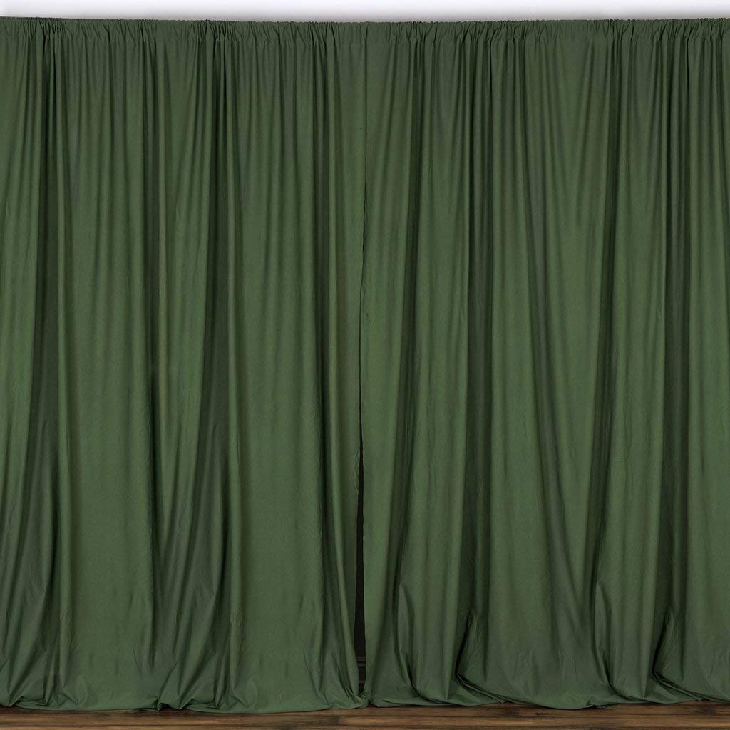 5 Feet x 10 Feet - Willow Green Polyester Poplin Backdrop Drape Curtains, Photography Decor 1 Pair