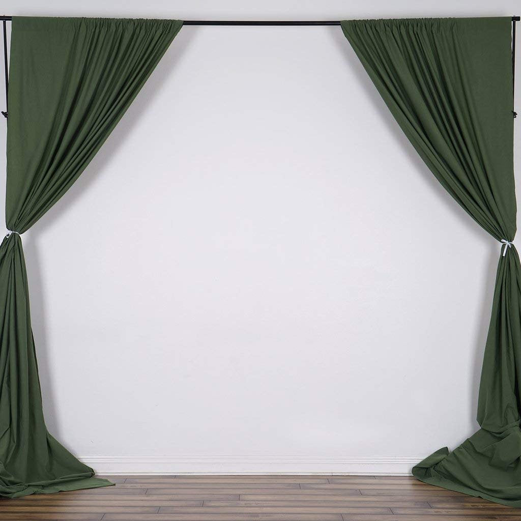 5 Feet x 10 Feet - Willow Green Polyester Poplin Backdrop Drape Curtains, Photography Decor 1 Pair