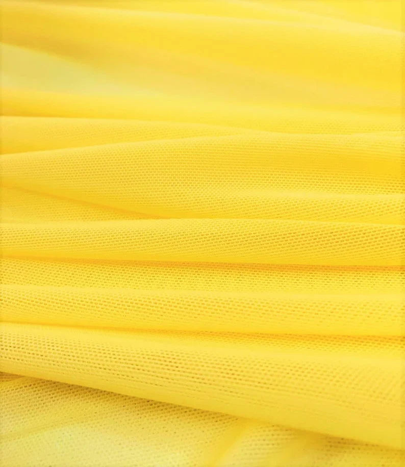 Power Mesh Fabric - Yellow - Nylon Lycra Spandex 4 Way Stretch Fabric  58"/60" By Yard