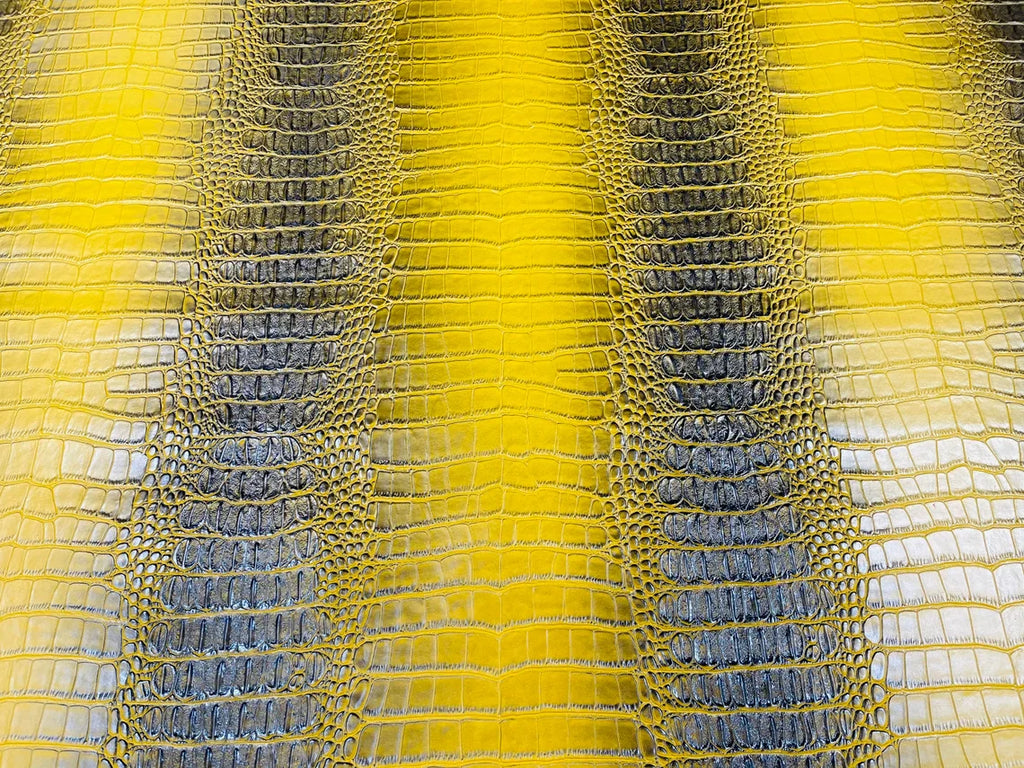 Crocodile Faux Leather Vinyl - Gold - Fabric 3D Scales Vinyl Crocodile Sold By Yard