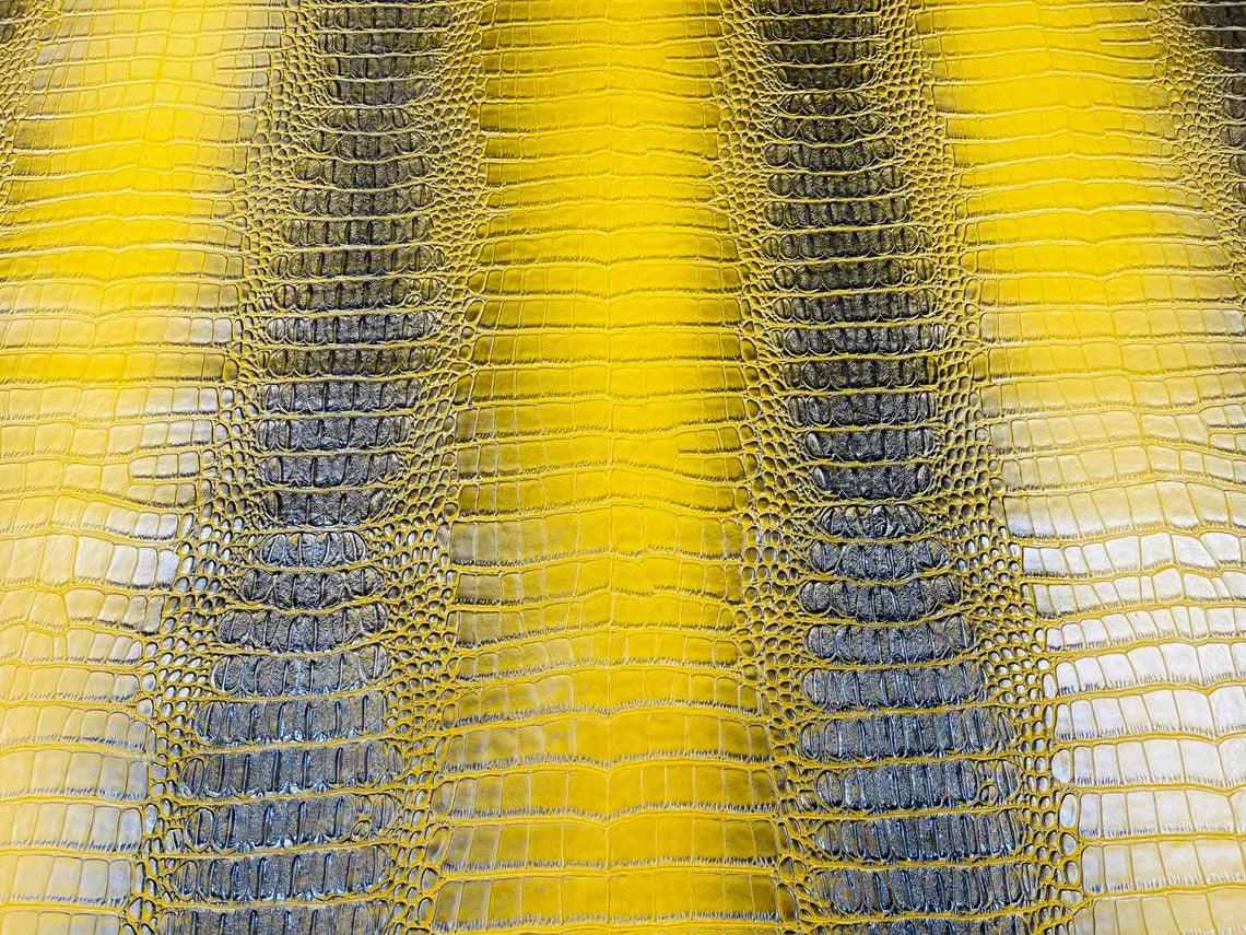 Crocodile Faux Leather Vinyl - Gold - Fabric 3D Scales Vinyl Crocodile Sold By Yard