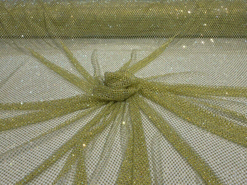 Fish Net Spandex Rhinestone Fabric - Spandex Fish Net Rhinestones Fabric - 15 Yard Roll