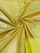 Mystique Foil Fabric - Yellow - 58/60" 4 Way Stretch Iridescent Foggy Foil Fabric Nylon/Spandex By Yard