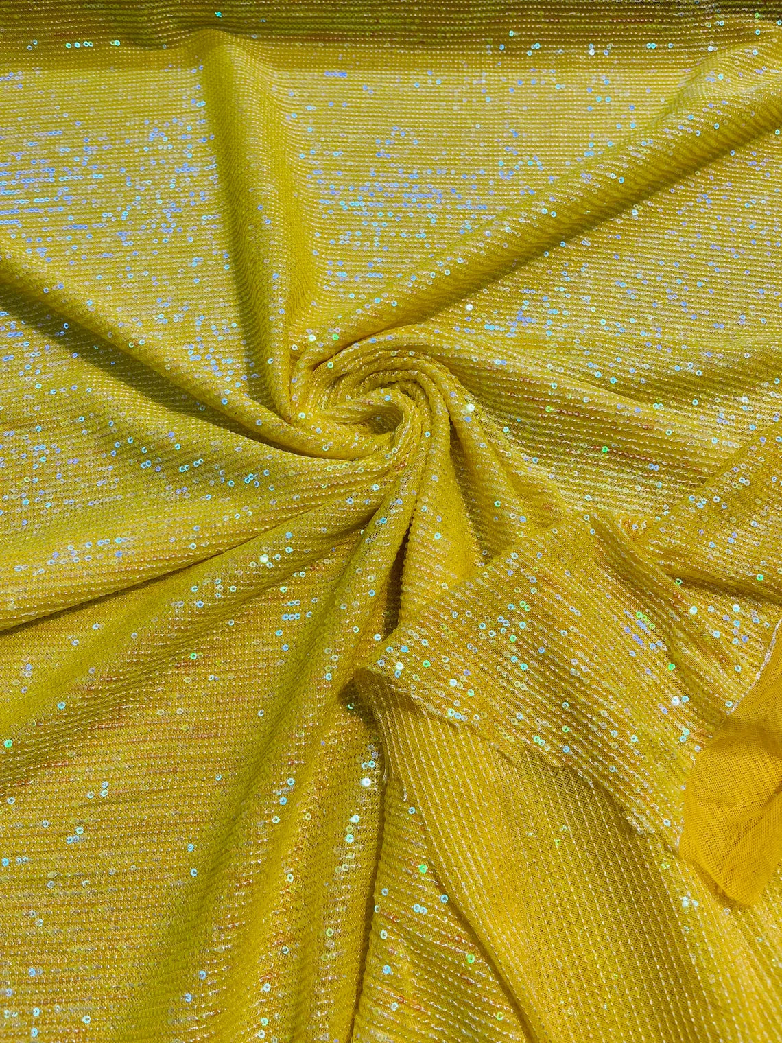 Mille Striped Stretch Sequins - Yellow - 4 Way Stretch Spandex Sequins Striped Fabric By The Yard