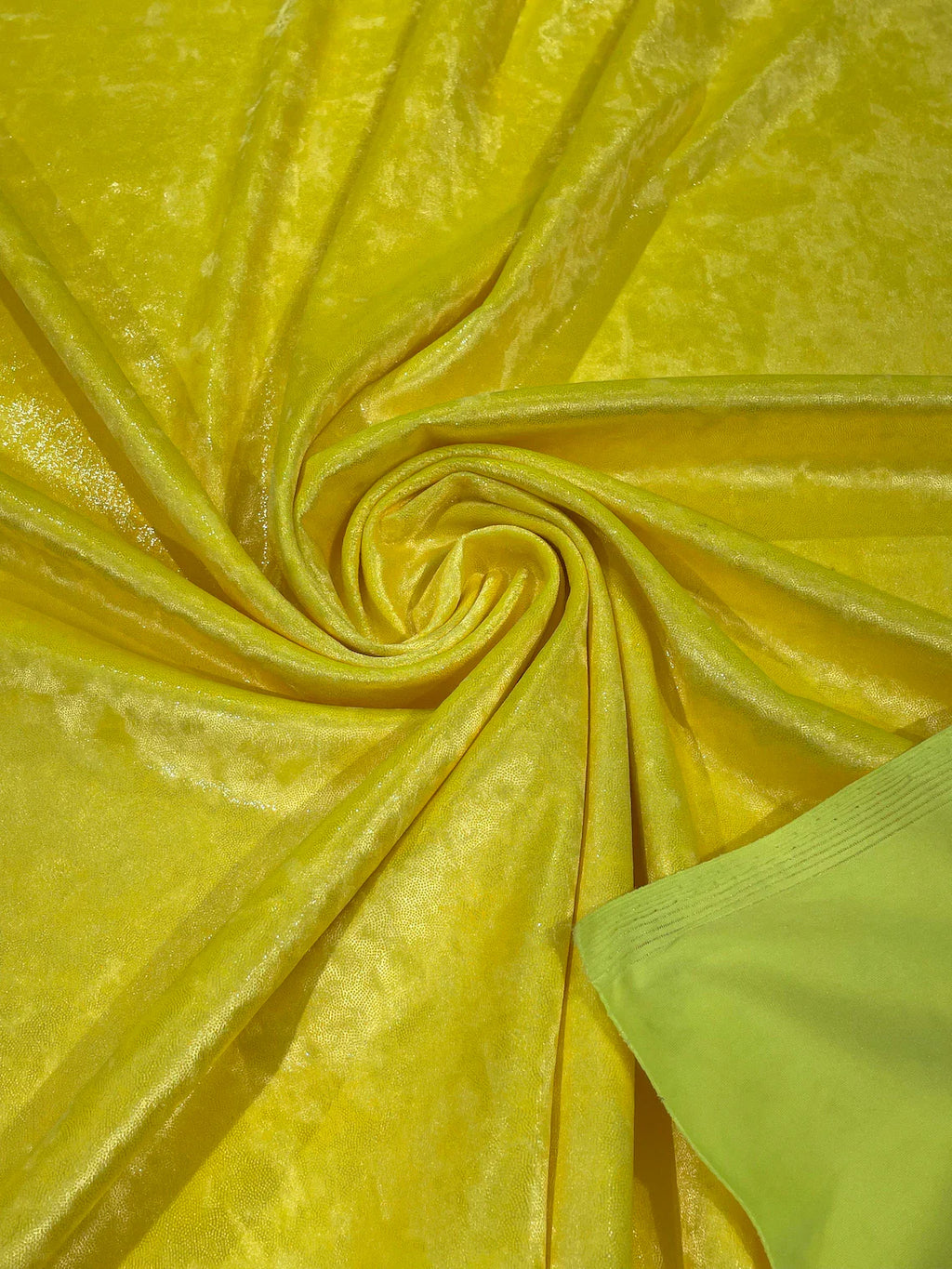 Iridescent Foggy Foil Fabric - Yellow - Oil Slick 58/60" Stretch Foil Velvet Black Light Fabric By Yard
