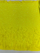 Feather Sequin Velvet Fabric - Yellow Iridescent - 5mm Sequins Velvet 2 Way Stretch 58/60" Fabric By Yard