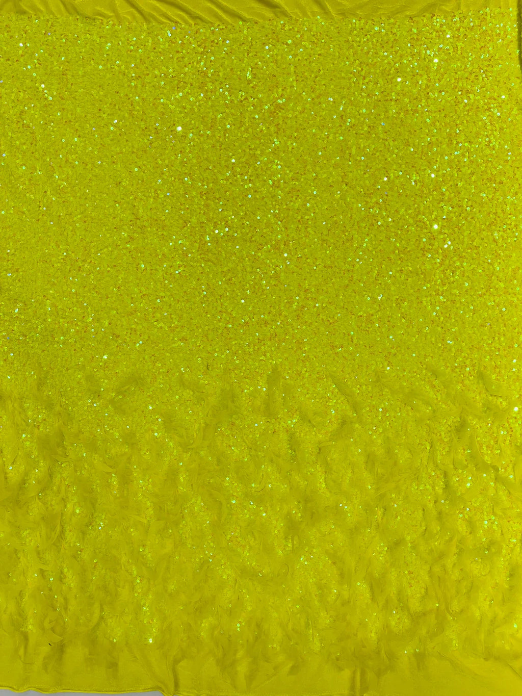 Feather Sequin Velvet Fabric - Yellow Iridescent - 5mm Sequins Velvet 2 Way Stretch 58/60" Fabric By Yard