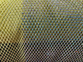 Iridescent Rhinestones Fabric On Yellow Stretch Net Fabric, Fish Net with Crystal Stones by yard