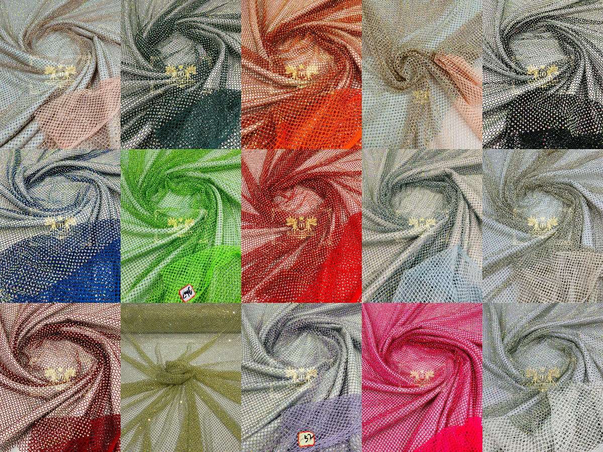 Fish Net Spandex Rhinestone Fabric - Spandex Fish Net Rhinestones Fabric - 15 Yard Roll