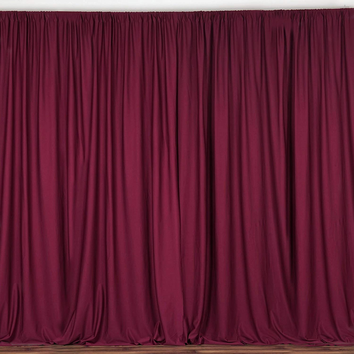 5 Feet x 10 Feet Burgundy Polyester Poplin Backdrop Drape Curtains, Photography Event Decor 1 Pair