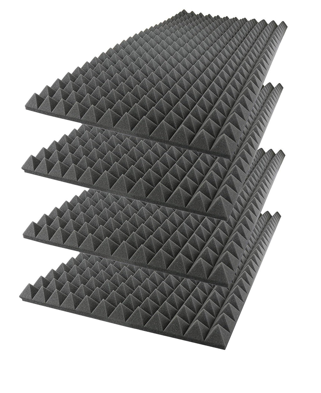 2"X24"X48" Charcoal Acoustic Foam Sound Absorption Pyramid Studio Treatment Wall Panel (4 Pack)