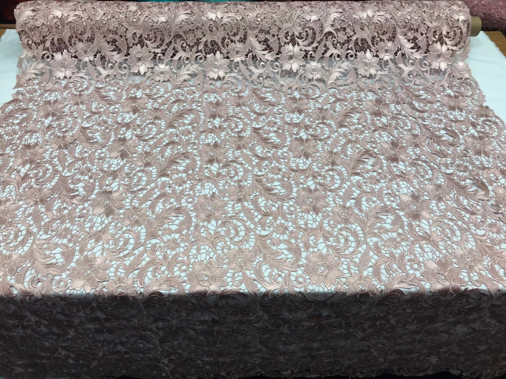 Guipure Lace Fabric Blush Rose - Embroidered Floral Bridal Lace Guipure Wedding Dress By The Yard