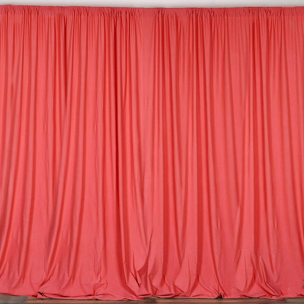5 Feet x 10 Feet - Coral - Polyester Poplin Backdrop Drape Curtains, Photography Event Decor 1 Pair
