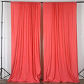 5 Feet x 10 Feet - Coral - Polyester Poplin Backdrop Drape Curtains, Photography Event Decor 1 Pair