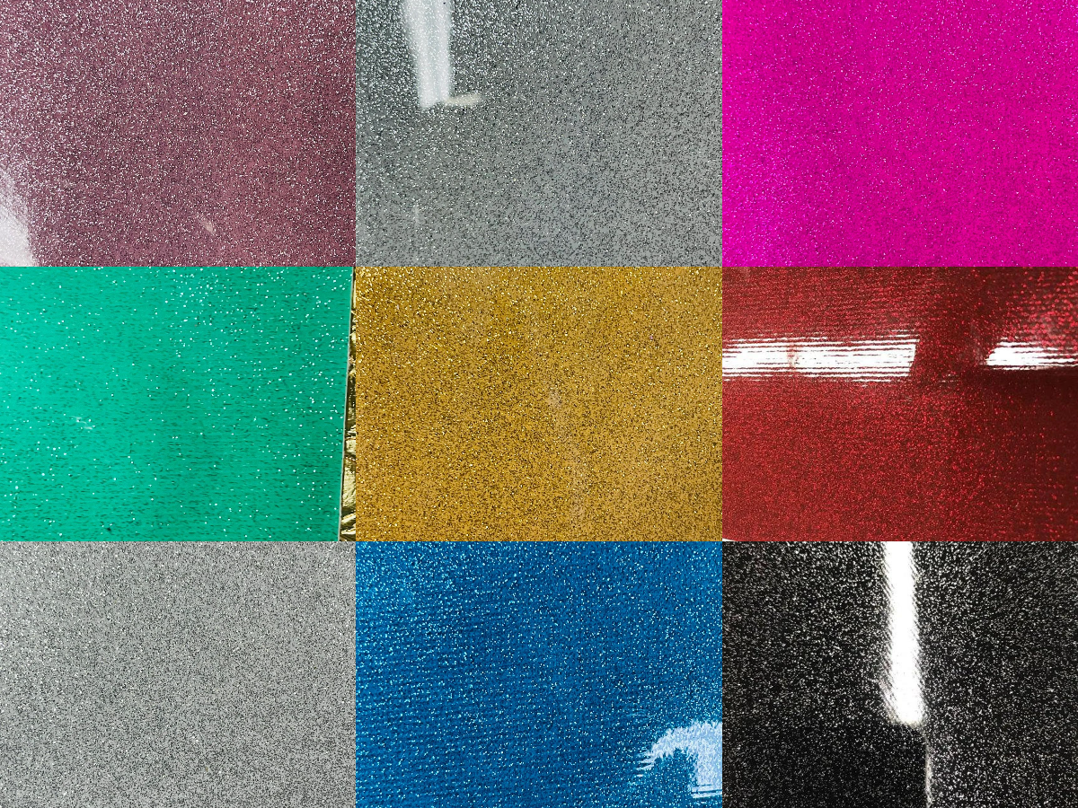 Vinyl Fabric - Black Shiny Sparkle Glitter Leather PVC - Upholstery Samples