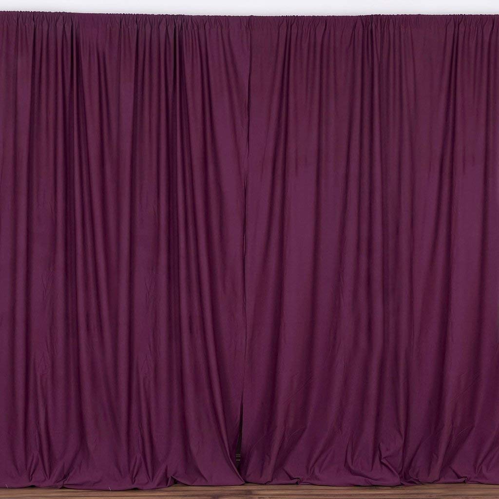 5 Feet x 10 Feet EggPlant Polyester Poplin Backdrop Drape Curtains, Photography Event Decor 1 Pair