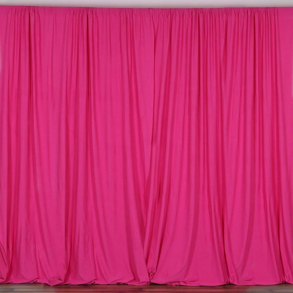 5 Feet x 10 Feet - Fuschia Polyester Poplin Backdrop Drape Curtains Photography Event Decor 1 Pair