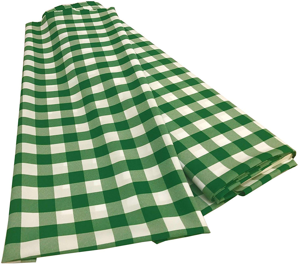 Checkered Poplin - Green - Polyester Poplin Flat Fold Solid Color 60" Fabric Bolt By Yard