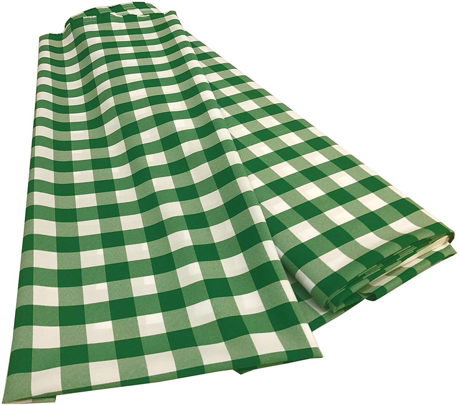 Checkered Poplin - Green - Polyester Poplin Flat Fold Solid Color 60" Fabric Bolt By Yard