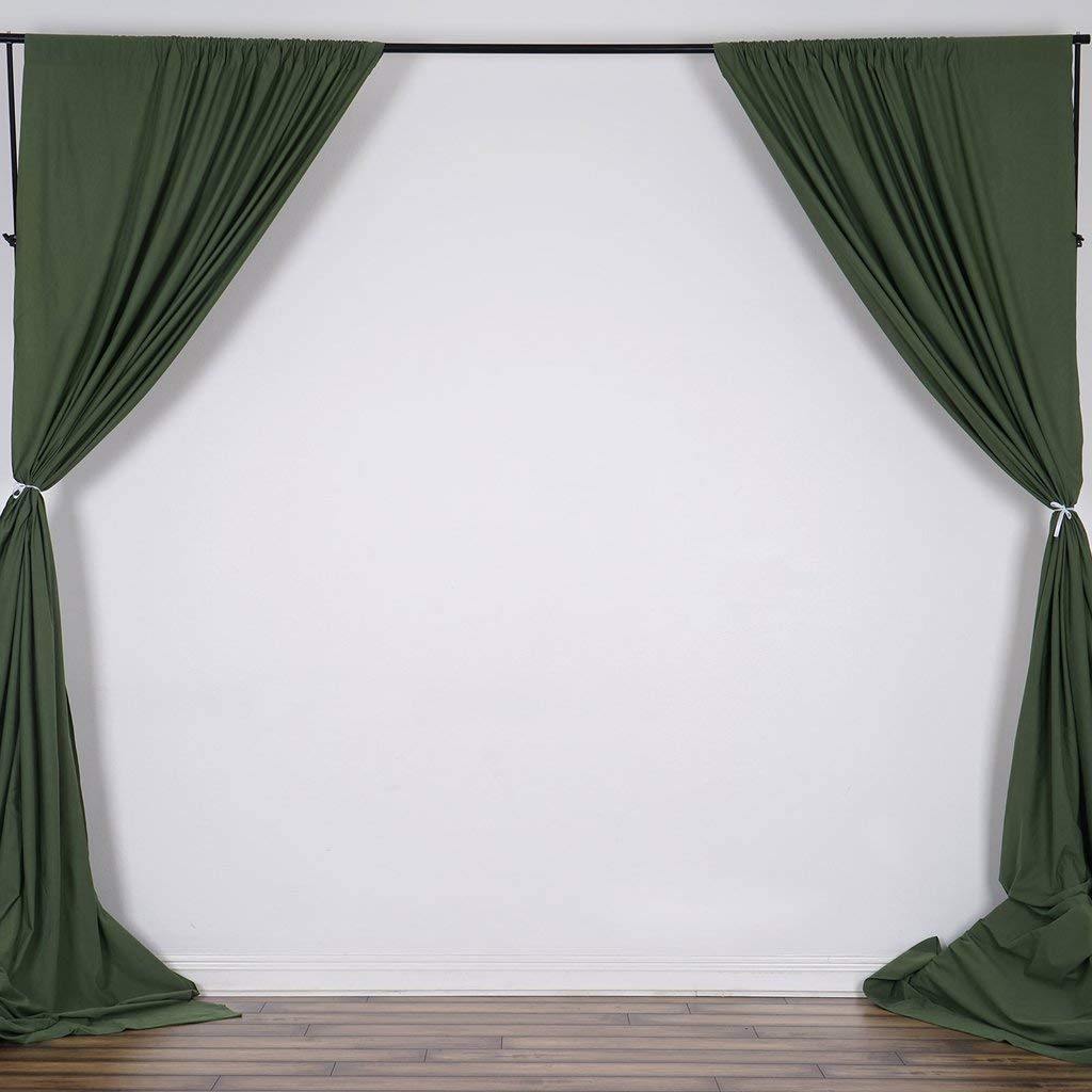 5 Feet x 10 Feet - Hunter Green Polyester Poplin Backdrop Drape Curtains, Photography Decor 1 Pair