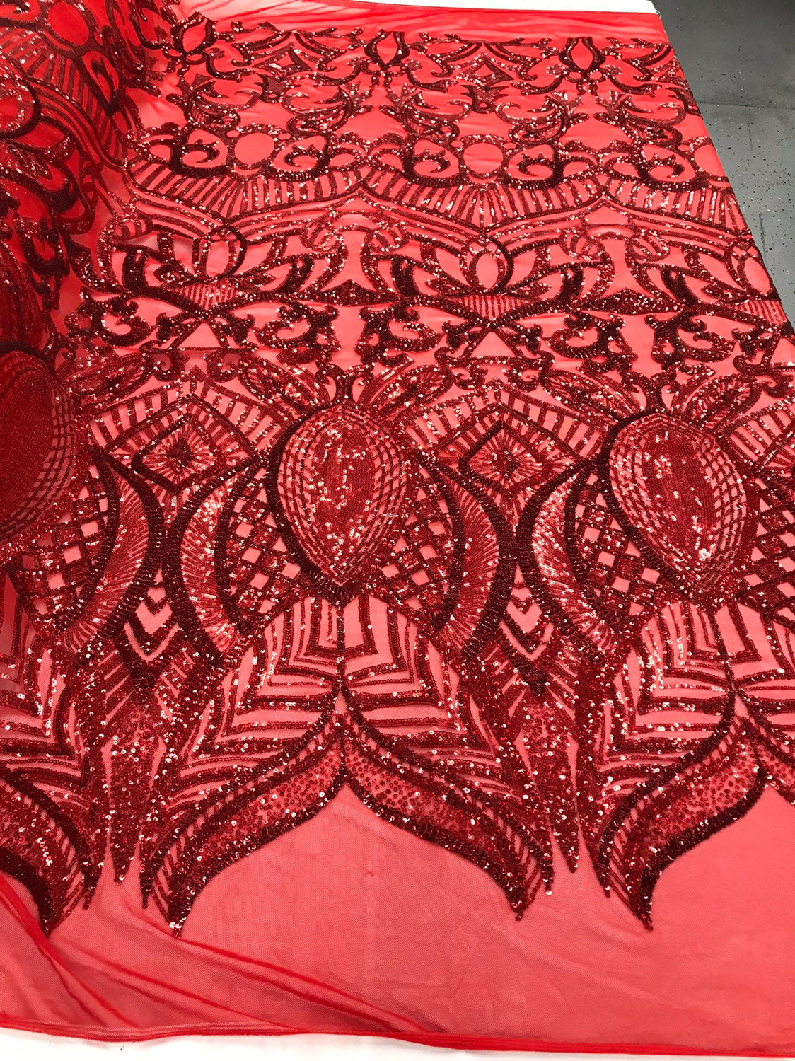 4 Way Stretch Hologram Royalty Design Sequin On Mesh for Fancy Dress/Prom/Gown (7 Different Colors)