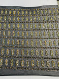 Geometric Stretch Sequin - Multi-Color Black - Fancy Gem Design on Mesh By Yard