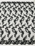 Floral Lace Fabric - Flowers Embroidery Sequins Mesh Design Fabric - 25 Yard Roll