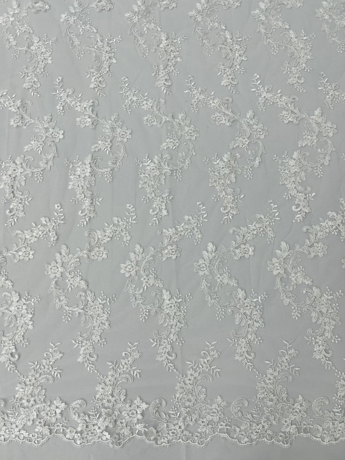 Floral Lace Fabric - Flowers Embroidery Sequins Mesh Design Fabric - 25 Yard Roll