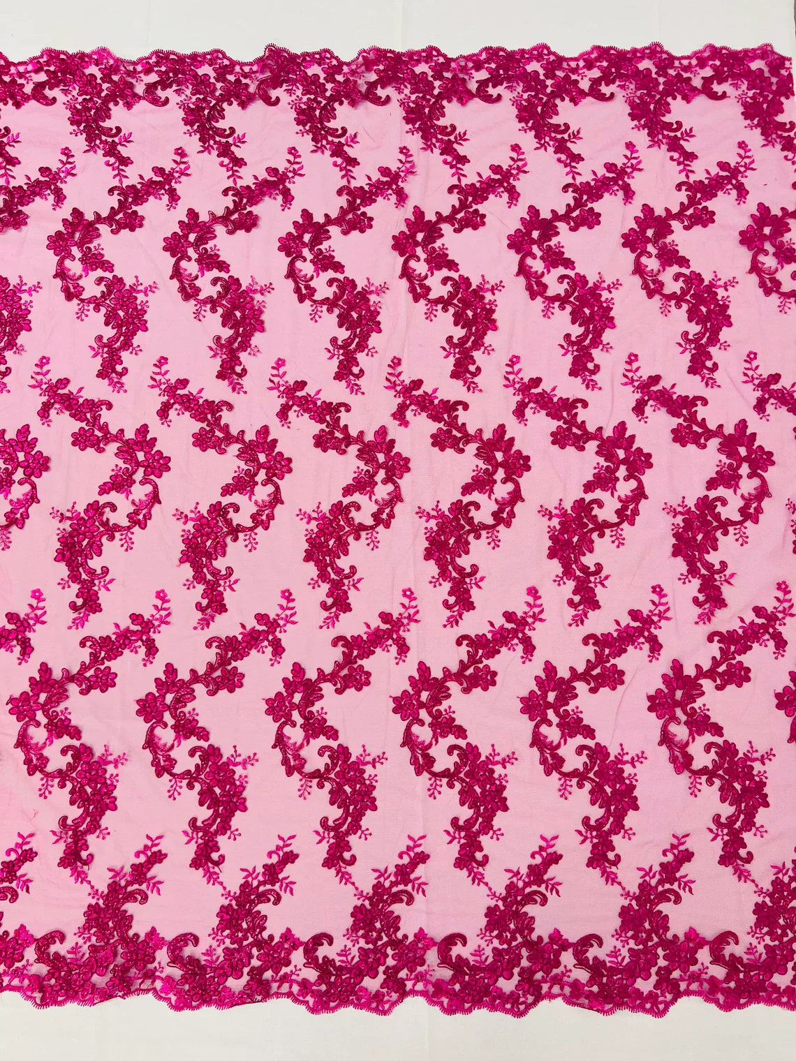 Floral Lace Fabric - Flowers Embroidery Sequins Mesh Design Fabric - 25 Yard Roll